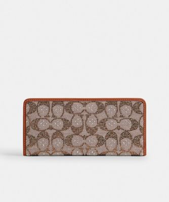 最新作 COACH◆エッセンシャル スリム ジップ 長財布 ジャガード エッセンシャル スリム ウォレット・クリスタル シグネチャー